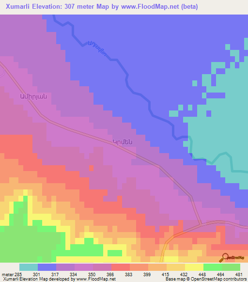 Xumarli,Azerbaijan Elevation Map