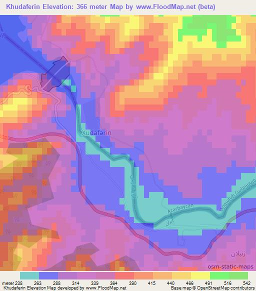 Khudaferin,Azerbaijan Elevation Map