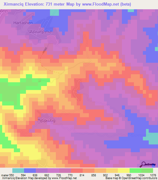 Xirmanciq,Azerbaijan Elevation Map