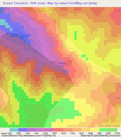 Xozavi,Azerbaijan Elevation Map