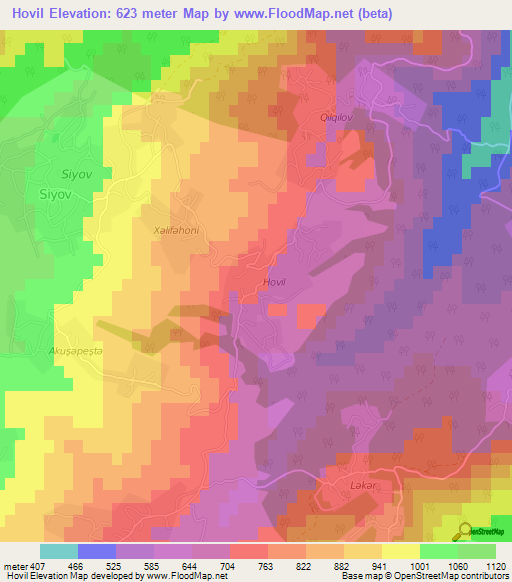 Hovil,Azerbaijan Elevation Map
