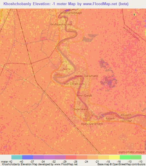 Khoshchobanly,Azerbaijan Elevation Map