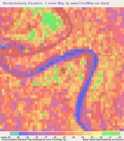 Khoshchobanly,Azerbaijan Elevation Map