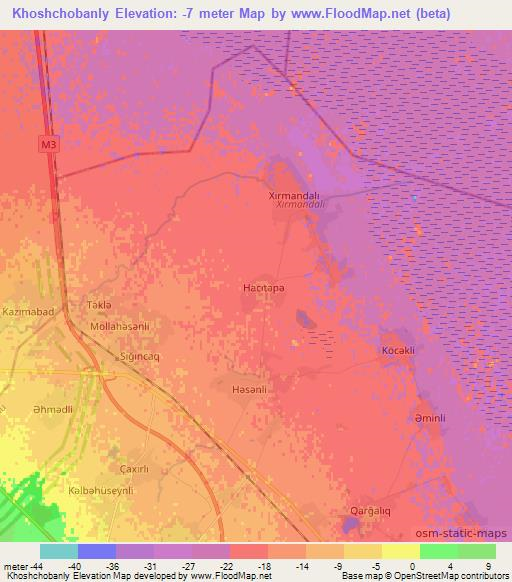 Khoshchobanly,Azerbaijan Elevation Map