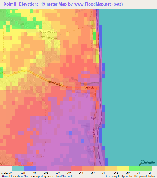 Xolmili,Azerbaijan Elevation Map