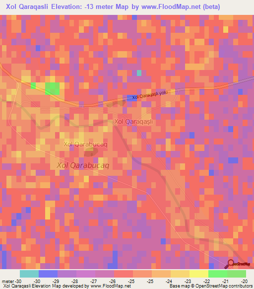 Xol Qaraqasli,Azerbaijan Elevation Map