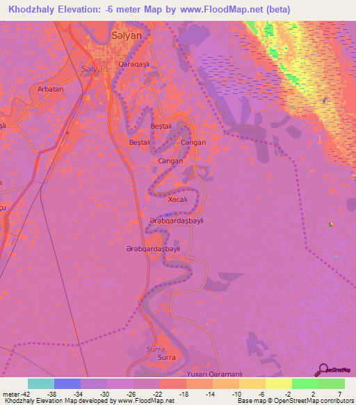 Khodzhaly,Azerbaijan Elevation Map