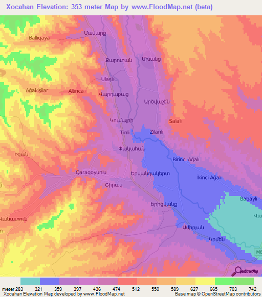 Xocahan,Azerbaijan Elevation Map