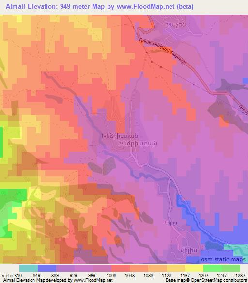 Almali,Azerbaijan Elevation Map