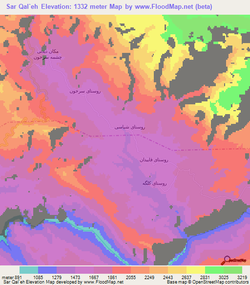 Sar Qal`eh,Iran Elevation Map
