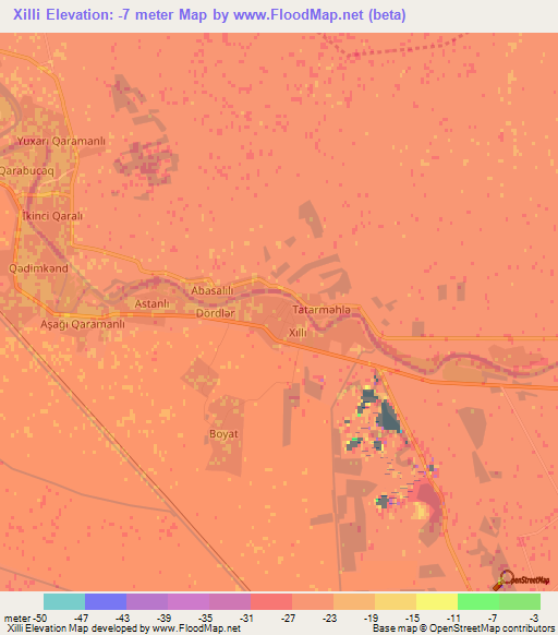 Xilli,Azerbaijan Elevation Map