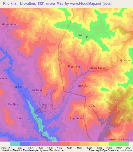 Kherkhan,Azerbaijan Elevation Map