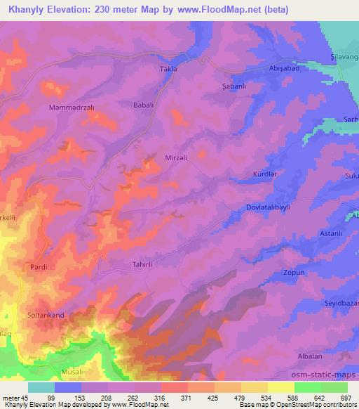 Khanyly,Azerbaijan Elevation Map