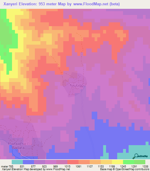 Xanyeri,Azerbaijan Elevation Map