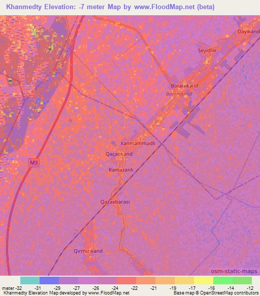 Khanmedty,Azerbaijan Elevation Map