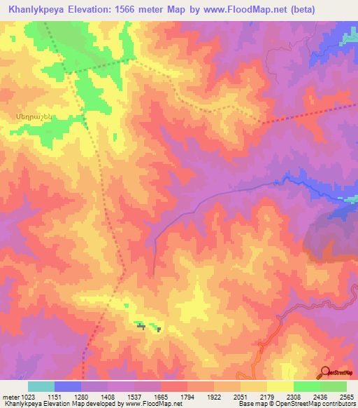 Khanlykpeya,Azerbaijan Elevation Map