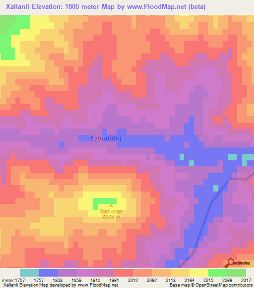 Xallanli,Azerbaijan Elevation Map