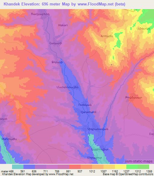 Khandek,Azerbaijan Elevation Map