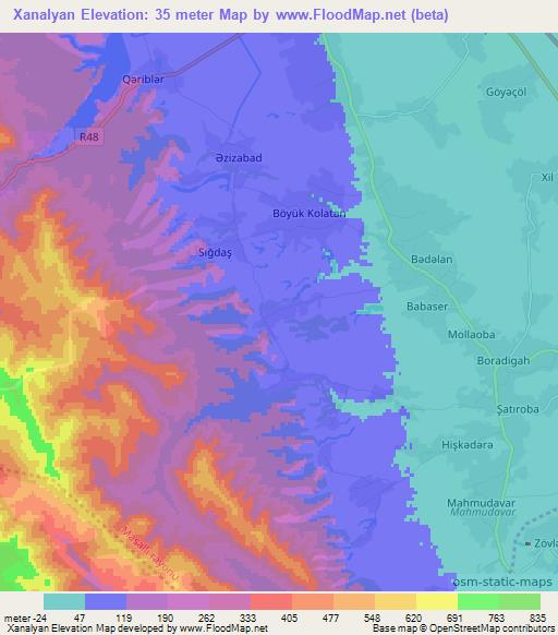 Xanalyan,Azerbaijan Elevation Map