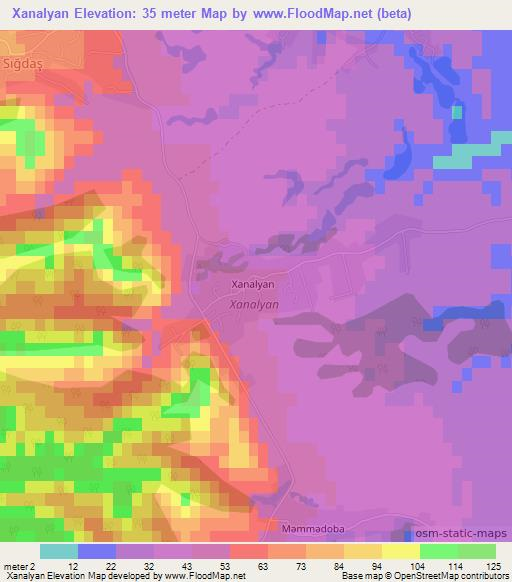 Xanalyan,Azerbaijan Elevation Map