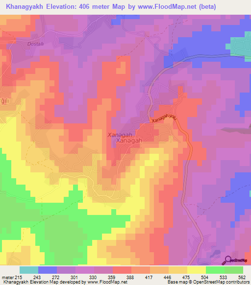 Khanagyakh,Azerbaijan Elevation Map