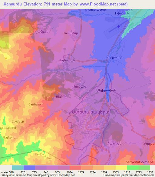 Xanyurdu,Azerbaijan Elevation Map