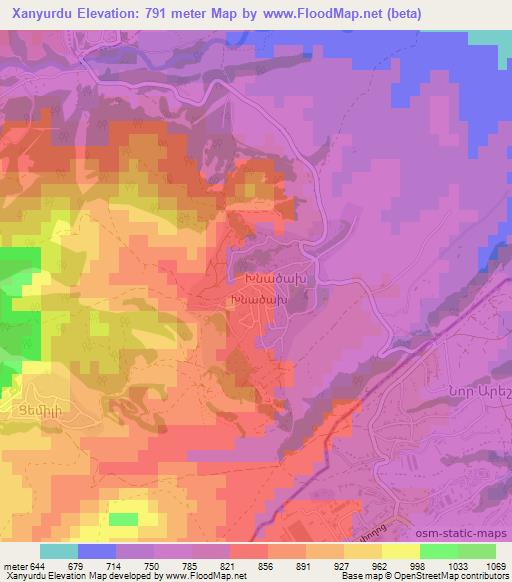 Xanyurdu,Azerbaijan Elevation Map