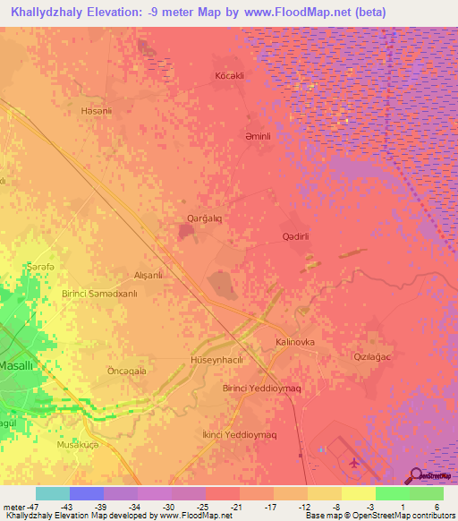 Khallydzhaly,Azerbaijan Elevation Map