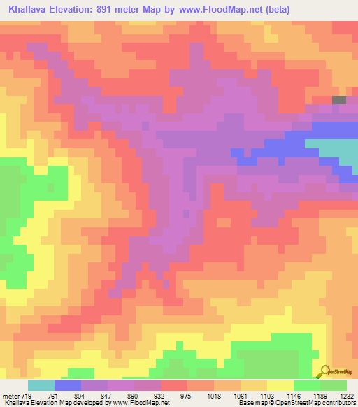 Khallava,Azerbaijan Elevation Map