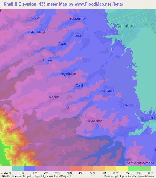 Khalilli,Azerbaijan Elevation Map