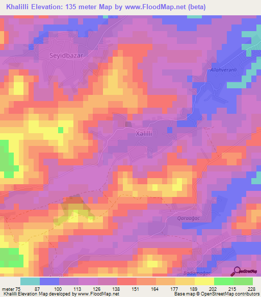 Khalilli,Azerbaijan Elevation Map