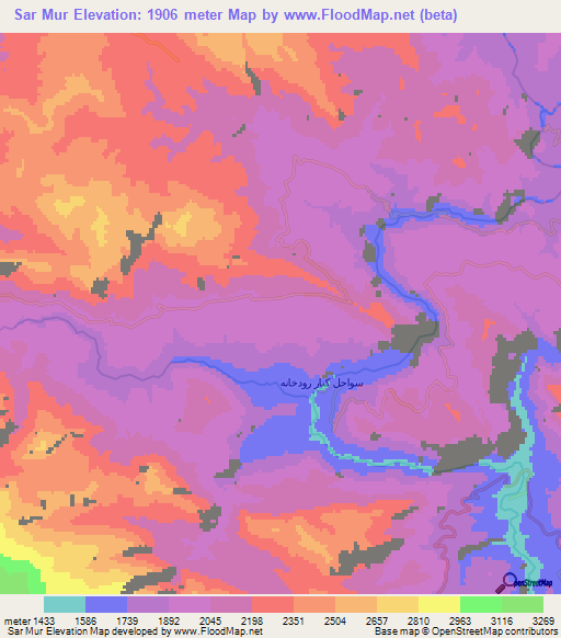 Sar Mur,Iran Elevation Map