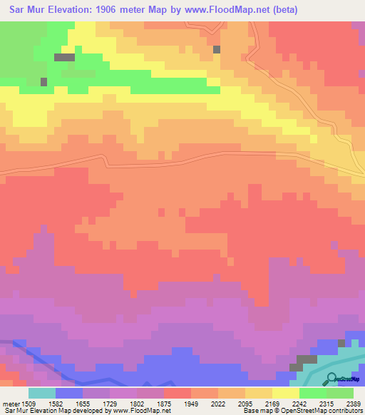 Sar Mur,Iran Elevation Map
