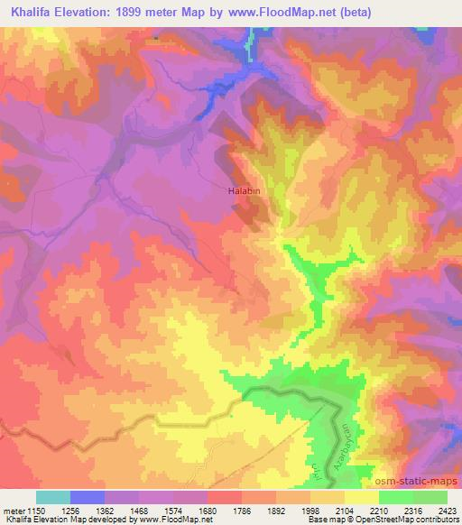 Khalifa,Azerbaijan Elevation Map