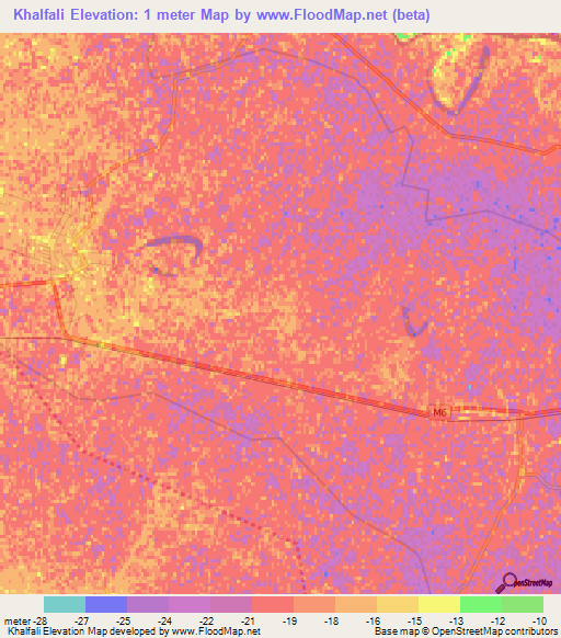 Khalfali,Azerbaijan Elevation Map
