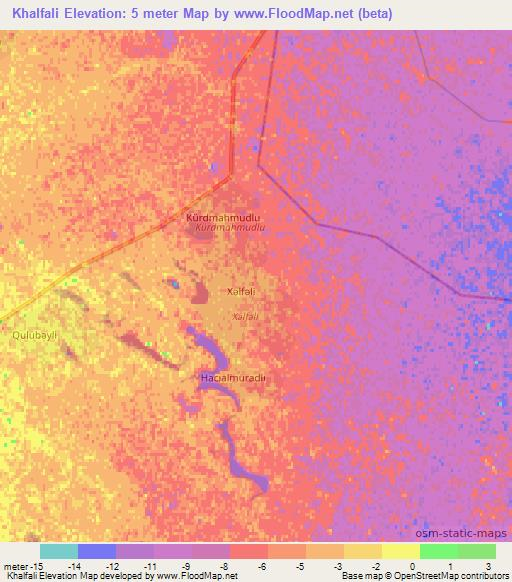 Khalfali,Azerbaijan Elevation Map