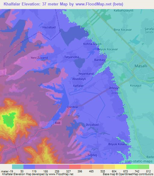 Khalfalar,Azerbaijan Elevation Map