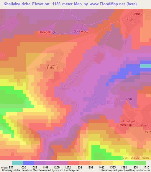 Khalfakyudzha,Azerbaijan Elevation Map