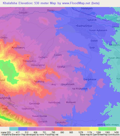 Khalafsha,Azerbaijan Elevation Map