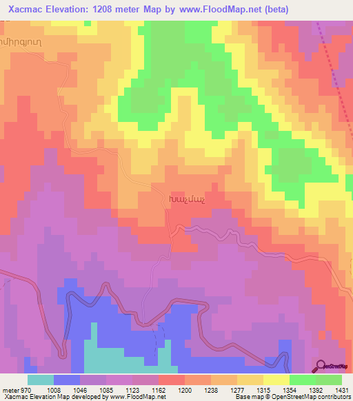 Xacmac,Azerbaijan Elevation Map