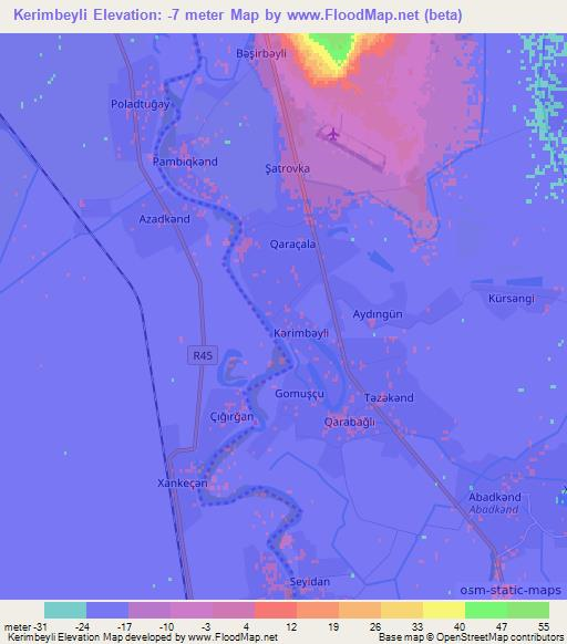 Kerimbeyli,Azerbaijan Elevation Map