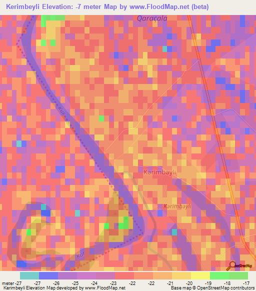 Kerimbeyli,Azerbaijan Elevation Map