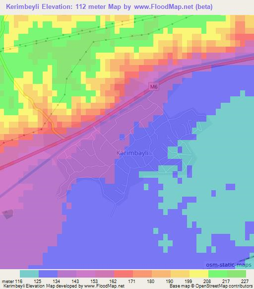 Kerimbeyli,Azerbaijan Elevation Map
