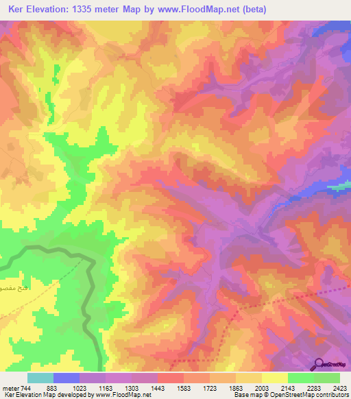 Ker,Azerbaijan Elevation Map