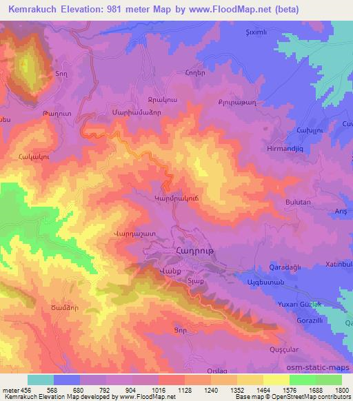 Kemrakuch,Azerbaijan Elevation Map