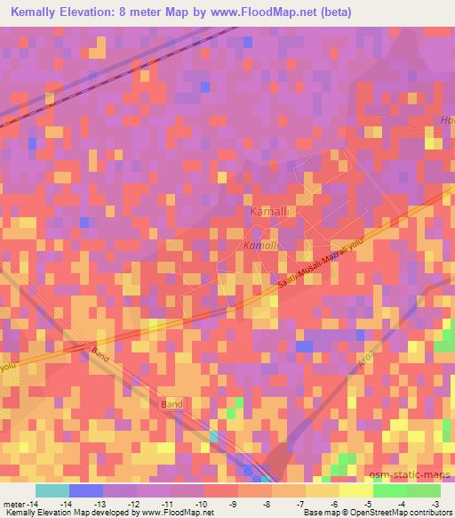 Kemally,Azerbaijan Elevation Map