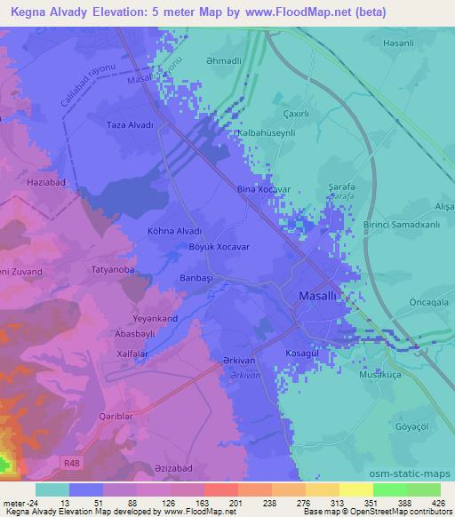 Kegna Alvady,Azerbaijan Elevation Map