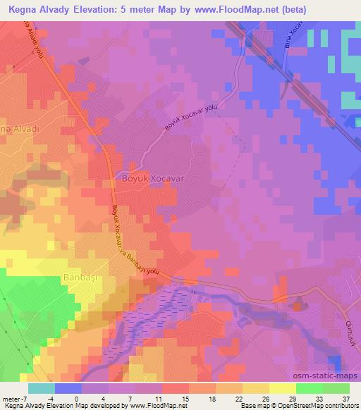Kegna Alvady,Azerbaijan Elevation Map