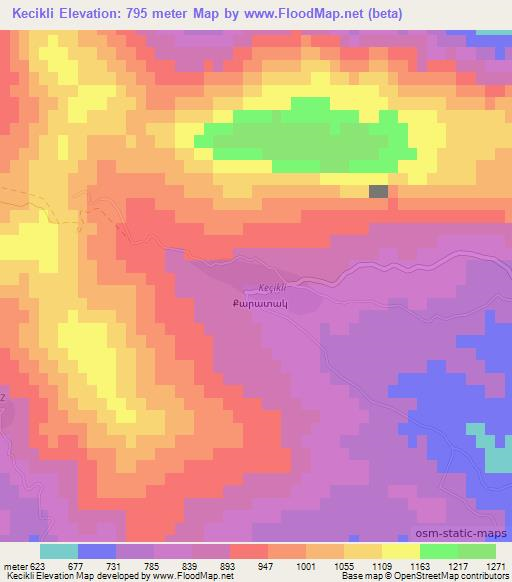 Kecikli,Azerbaijan Elevation Map