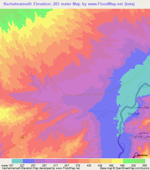 Kechalmamedli,Azerbaijan Elevation Map